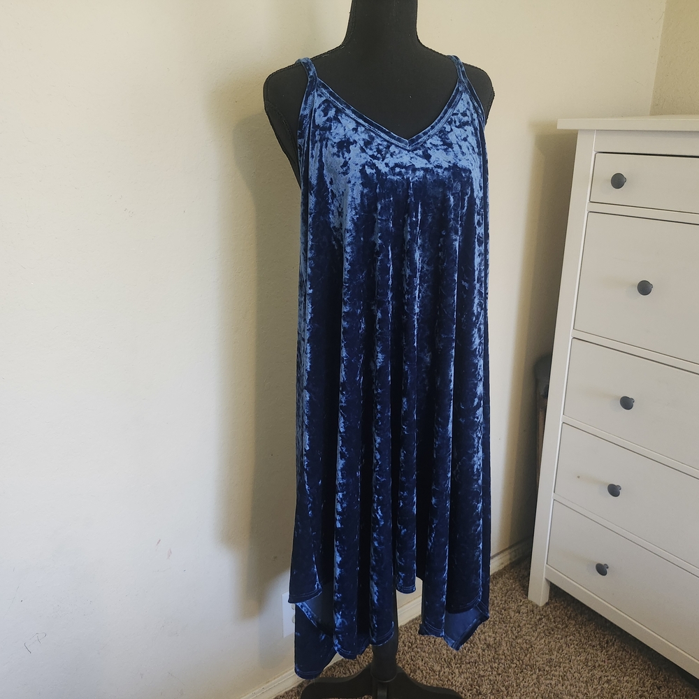 90s Y2k Velvet Blue Dress